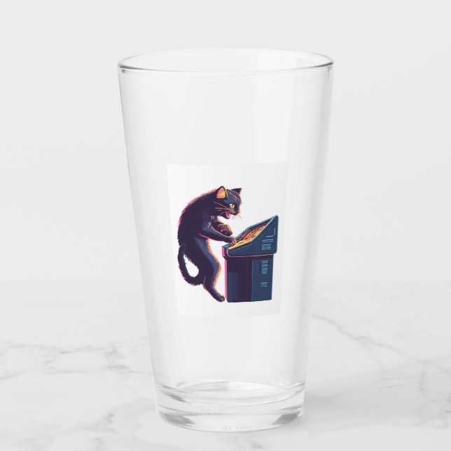 Arcade Meowster � Nostalgic Gamer Cat Glaskopp (Framsida)