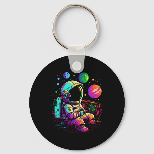 Arcade Planets Universe Gaming Astronaut Nyckelring (Framsida)