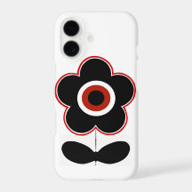 Arcades Retro Black Red Flower Power Phone-väska