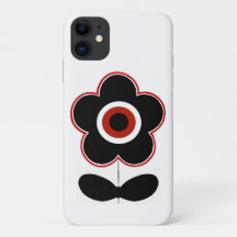 Arcades Retro Black Red Flower Power Phone-väska