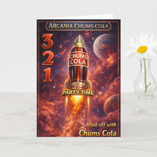 Arcadia kompis cola raketuppskjutning sci-fi födel kort