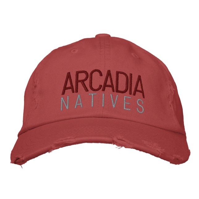 Arcadia Natives Brand Red Broderad Keps (Framsida)