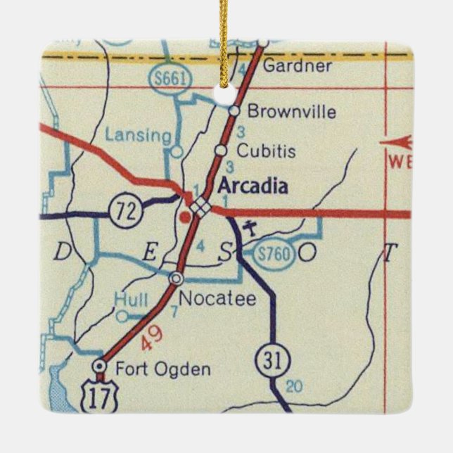 Arcadia Vintage Karta Julgransprydnad Keramik (Baksida)