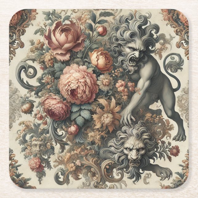 Arcane Apex - Mythic Blommigt Underlägg Papper Kvadrat (Framsidan)