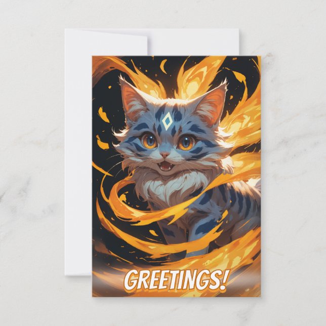 Arcane Ember: The Flamebound Kitten Familiar Kort (Framsida)