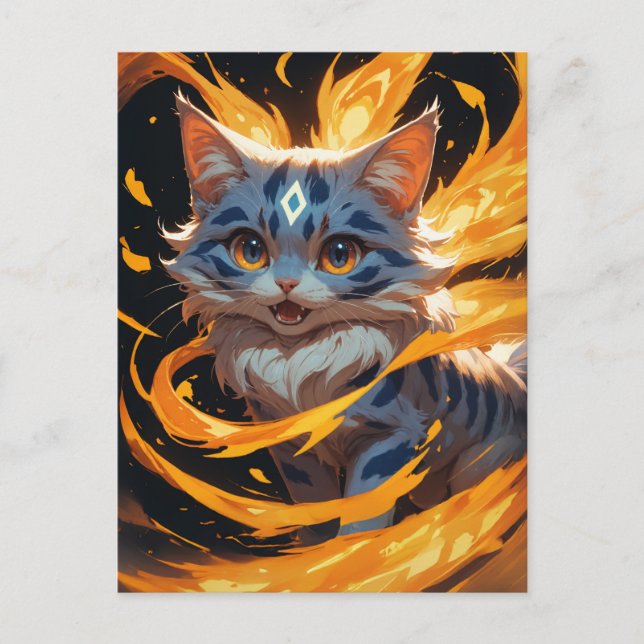 Arcane Ember: The Flamebound Kitten Familiar Vykort (Framsida)