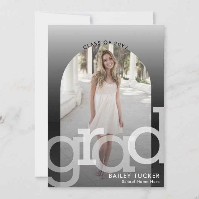 Arch 2-Photo Ombre Studenten-meddelande Tack Kort (Framsida)