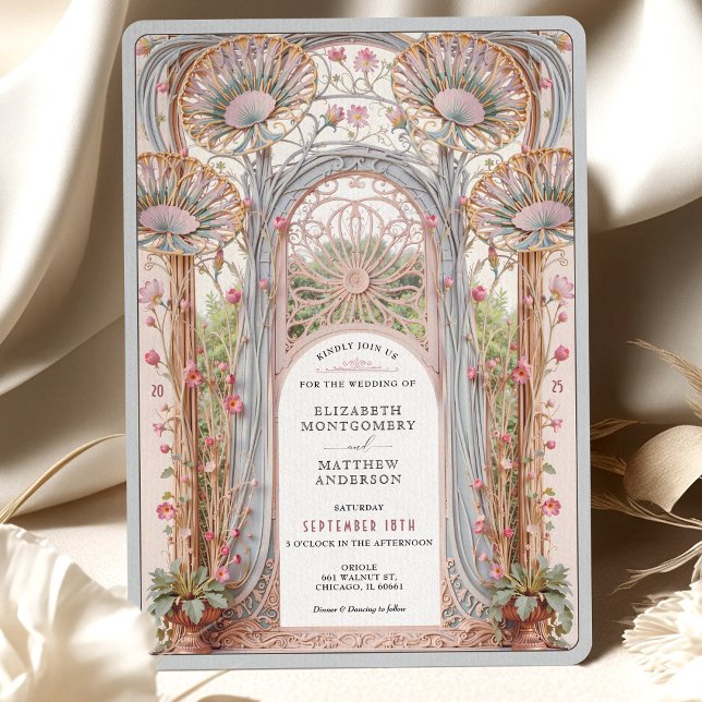 Arch art nouveau Bröllop Inbjudningar (Skapare uppladdad)