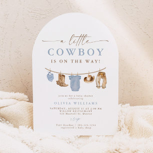 Arch Baby Klädlinje Lille Cowboy Babyfirande Inbjudningar