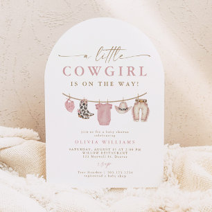 Arch Baby Klädlinje Liten Cowgirl Barnkalas Inbjudningar
