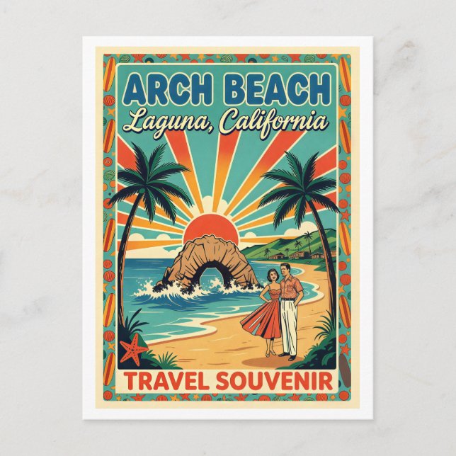 Arch Beach, Laguna CA Retro Resa Vykort (Framsida)
