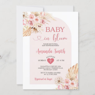 Arch Boho Baby in bloom Baby Shower Pampas Grass Inbjudningar