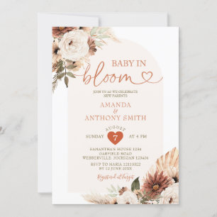 Arch Boho Baby in bloom Baby Shower Pampas Grass Inbjudningar