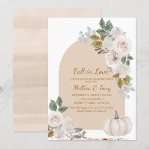 Arch Boho Blommigt Pumpkin Falling i kärlek Inbjudningar