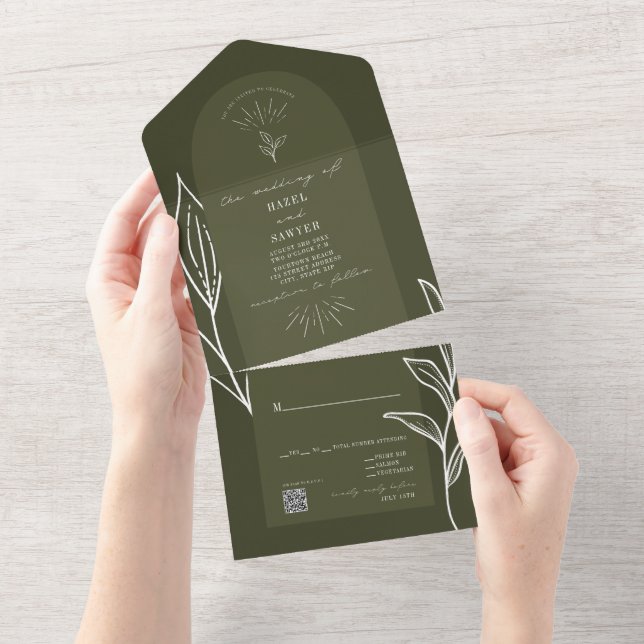 Arch Botanical Grönt Bröllop QR OSA (Avrivbar del)