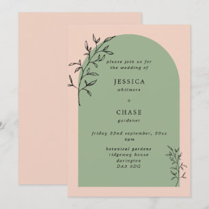Arch & Botanical Löv & Sage Bröllop Inbjudningar