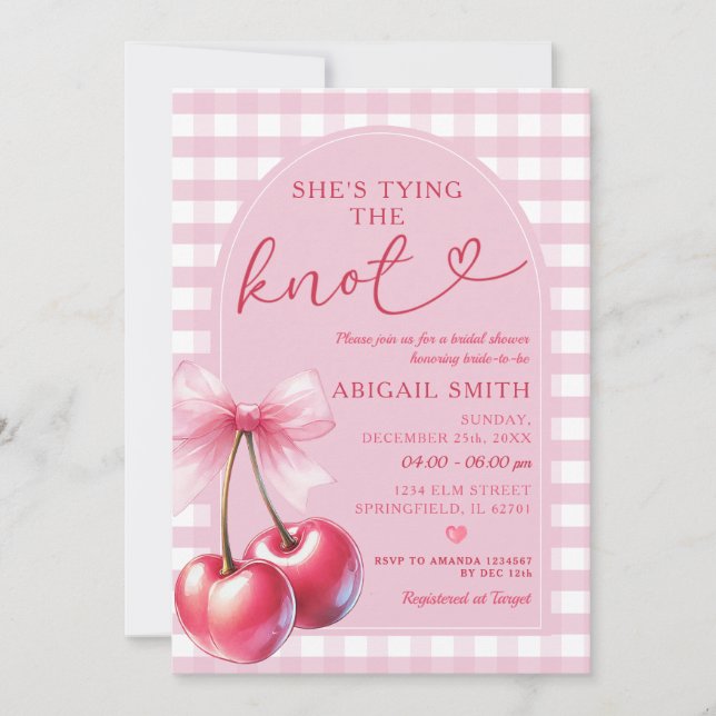 Arch Bow.. Hon tar Möhippan för körsbär. Inbjudningar (Framsida)