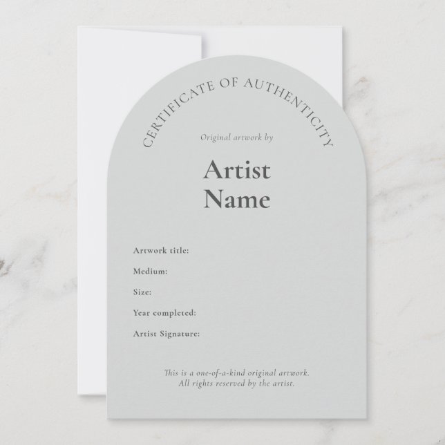 Arch Certificate of Authenticity Art-mall Inbjudningar (Framsida)