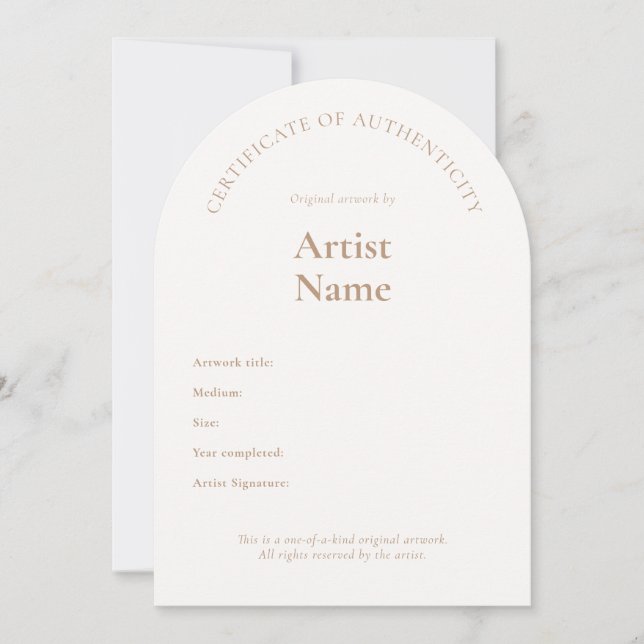 Arch Certificate of Authenticity Art-mall Inbjudningar (Framsida)
