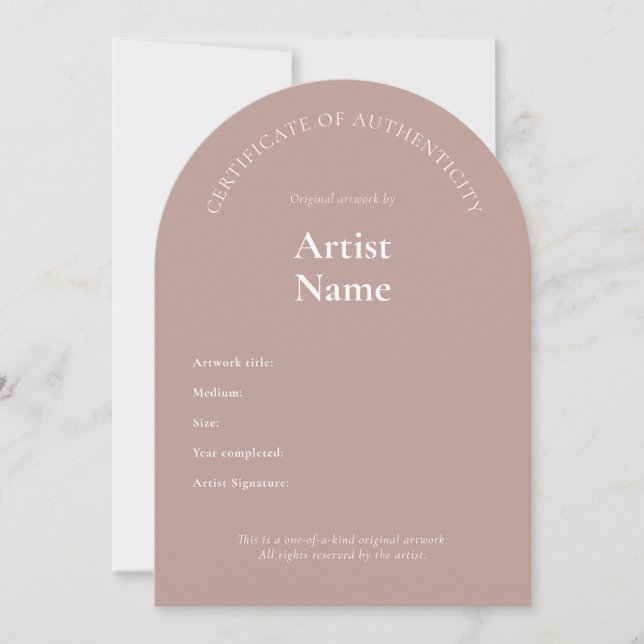 Arch Certificate of Authenticity Art-mall Inbjudningar (Framsida)