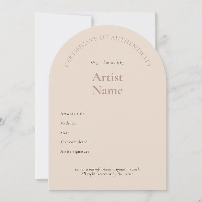 Arch Certificate of Authenticity Art-mall Inbjudningar (Framsida)