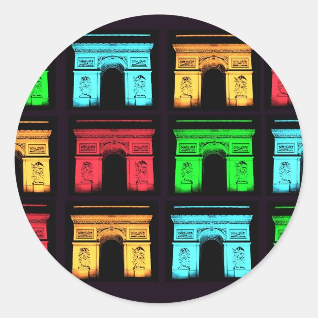 Arch De Triumph Collage Runt Klistermärke (Framsida)