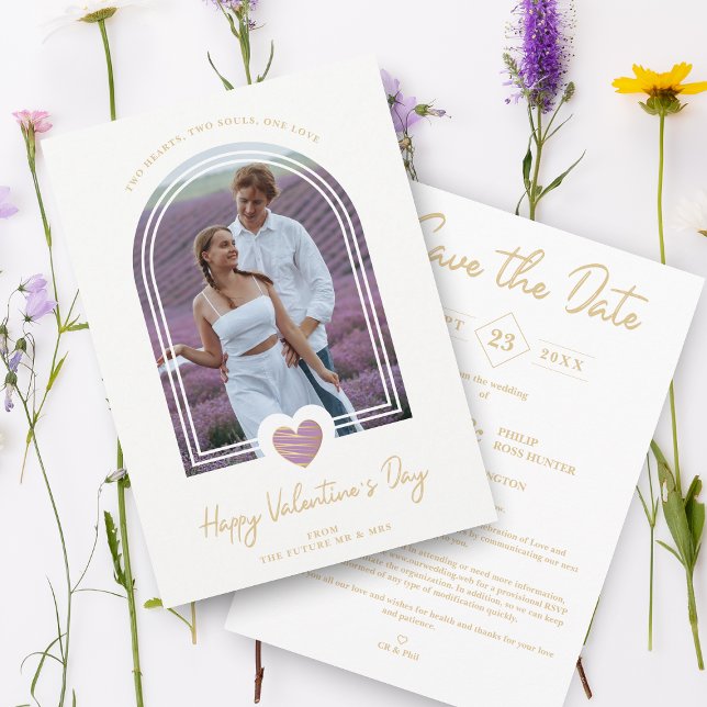 Arch Effect Lila Heart Glad Alla hjärtans dag Spara Datumet (Skapare uppladdad)