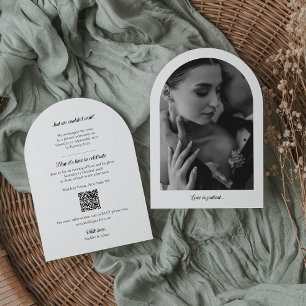 Arch Elopement-meddelande med foto- och QR-kod Inbjudningar