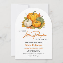 Arch Fall Autumn A Little Pumpkin Baby Shower  Inbjudningar