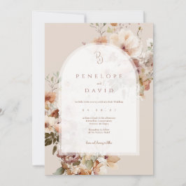 Arch Fall Wedding Inbjudan | och fallande Blommig
