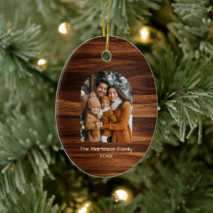 Arch Family Photo Personlig Woodgrain jul Julgransprydnad Keramik