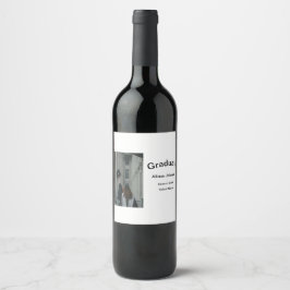 Arch-fotomodern elegant enkel studentfest vinflaska etikett