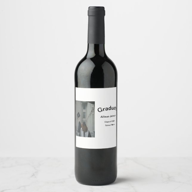 Arch-fotomodern elegant enkel studentfest vinflaska etikett (Framsida)