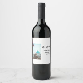 Arch-fotomodern elegant enkel studentfest vinflaska etikett