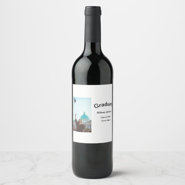 Arch-fotomodern elegant enkel studentfest vinflaska etikett (Framsida)