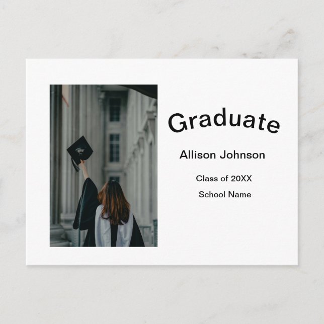 Arch-fotomodern elegant enkel studentfest vykort (Framsida)