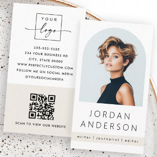 Arch-fotomodern minimal ljusstyrka än QR-logotyp Visitkort