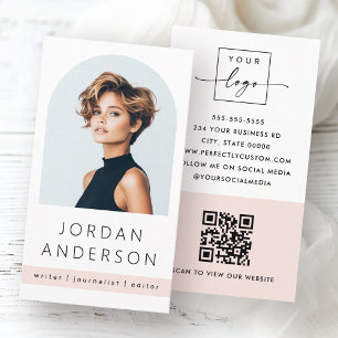 Arch-fotomodern minimal rosa QR-logotyp Visitkort