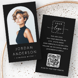 Arch-fotomodern minimalistisk QR-logotyp svart Visitkort