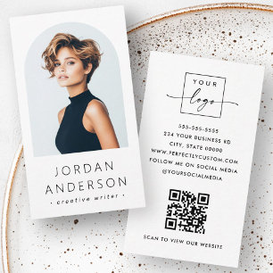 Arch-fotomodern minimalistisk QR-logotyp vit Visitkort