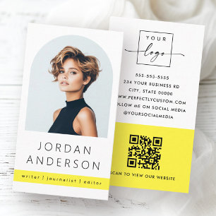 Arch-fotomodern QR-logotyp med minimal gult Visitkort