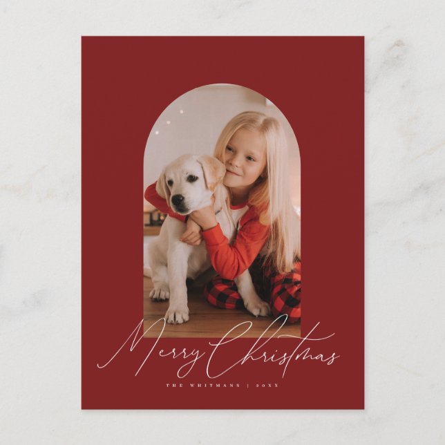 Arch-fotoskript och handskrivet God jul-skript Helg Vykort (Framsida)