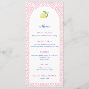 Arch Girly Rosa med Lemon Baby Shower Party Meny