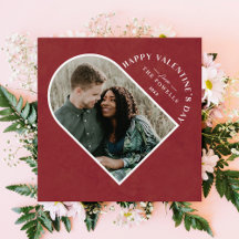 Arch Heart Valentine Day Photo Card - Currant