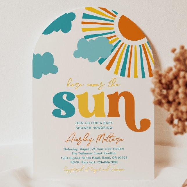 Arch Here Comes The Sun Baby Shower Invitation Inbjudningar (Skapare uppladdad)