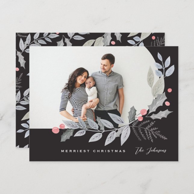 Arch Holly Berry Lämnar julfoto Julkort (Fram/baksida)