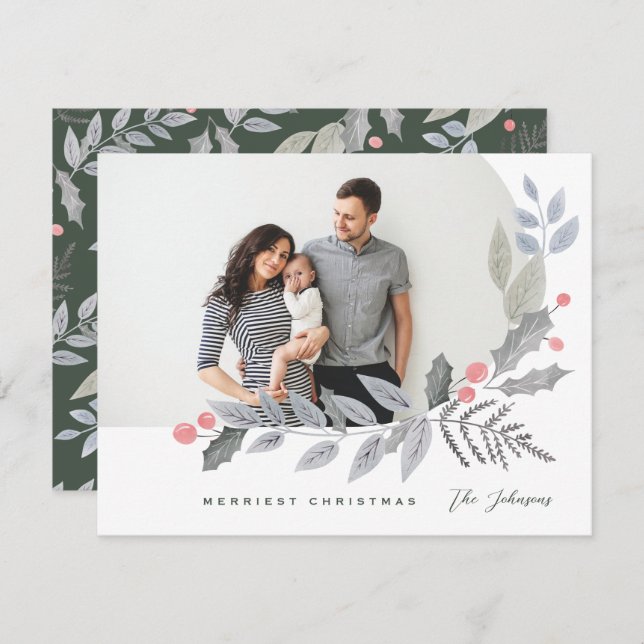 Arch Holly Berry Lämnar julfoto Julkort (Fram/baksida)