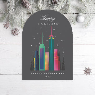 Arch Jul Rainbow Cityscape Helgdag Card Inbjudningar