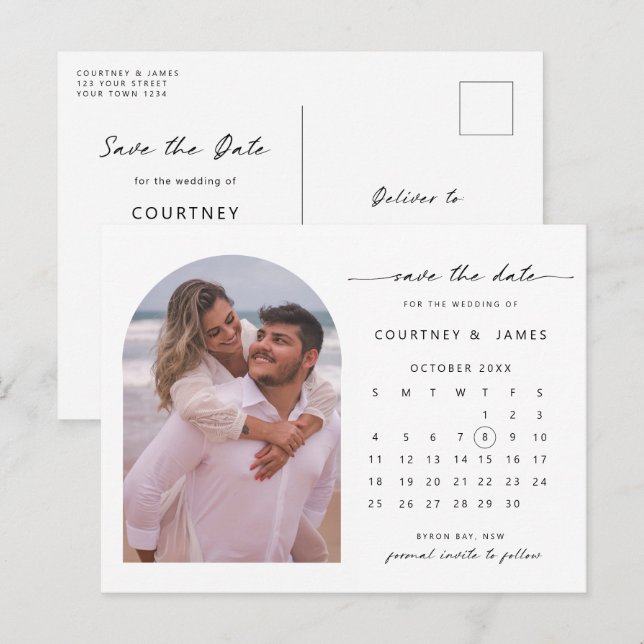 Arch-kalenderfoto Spara datuminbjudan Vykort (Fram/baksida)