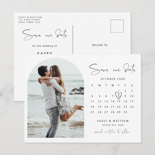 Arch-kalenderfoto Spara datuminbjudan Vykort (Fram/baksida)